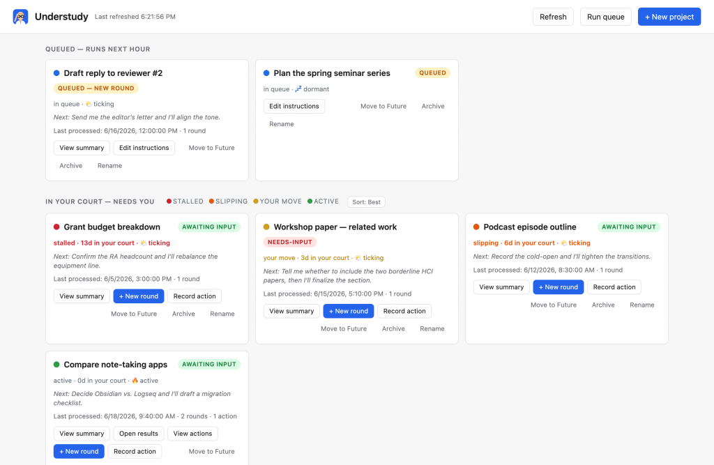 Understudy Dashboard